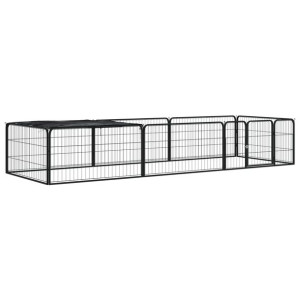 Kojec dla psa, 8 panele, czarny, 100x50 cm, stal