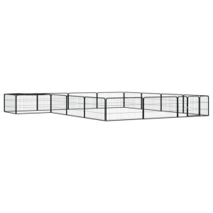 Kojec dla psa, 16 panele, czarny, 100x50 cm, stal