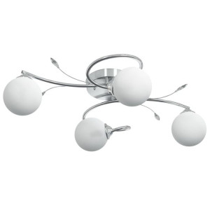 Lampa sufitowa, okrągłe szklane klosze, 4 żarówki LED, G9