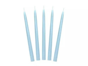 Świeca Stożkowa - Matowa - Błękit - 24 Cm - 10 Sztuk
