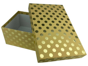 Pudełko Prezentowe - Złote Kropki -  16,8 X 25,5 X 10,5 Cm
