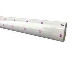Papier Pakowy Premium - Biały - Fioletowe Serca - 70X200 Cm