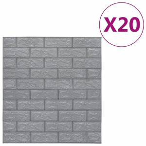 Panele 3D z imitacją cegły, samoprzylepne, 20 szt., antracytowe