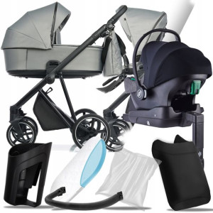 Wózek 4w1 Roan Ivi Cloud Grey I Cosmo + Baza Iq