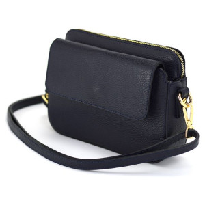 Elegancka torebka damska kieszeń z klapką crossbody listonoszka ze skóry -