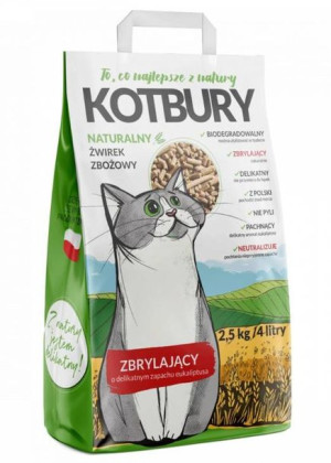 KotBury Żwirek Zbożowy Zbrylający Eukaliptus 2,5 kg