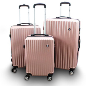 Zestaw Walizek Podróżnych Xl+l+m Twardych Na 4 Kółkach Rosegold