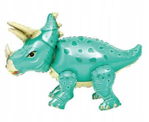 BALON DINOZAUR foliowy 3D Triceratops turkusowy 1x