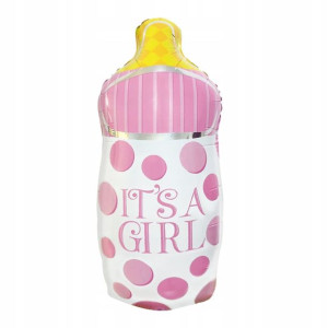 Balon foliowy butelka baby shower 44 x 82cm różowy