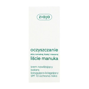 Ziaja Liście Manuka-Oczyszczanie, krem nawilż, koryg-ściągający, SPF10 50ml