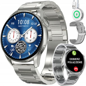 Zegarek męski SMARTWATCH EKG STAL ROZMOWY MENU PL