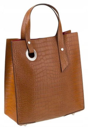 Styl prostokątny shopper damski skóra naturalna krokodyl Rovicky