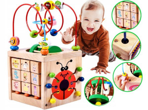 Drewniana Kostka Edukacyjna 7W1 Sorter Nowość