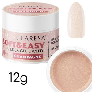 Claresa Żel Budujący Builder Gel Champagne 12g Beżowy Złote Drobinki