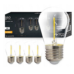 5x Żarówka E27 LED FILAMENT 1W CIEPŁA do girland