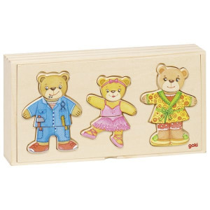 Puzzle drewniane ubierz misie