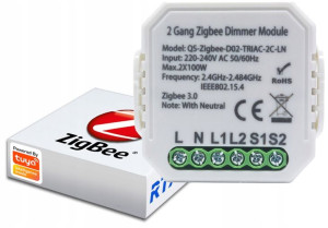 Ściemniacz 2 Kanały Dopuszkowy Zigbee Tuya