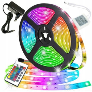 Taśma Led Smd Wodoodporna 5m Rgb Kolorowa + Pilot