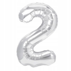 Balon Foliowy Cyfra Dwa 2 Srebrny 40 cm