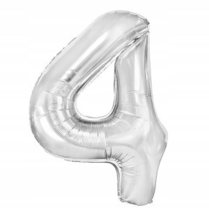 Balon Foliowy Cyfra Cztery 4 Srebrny 70 cm
