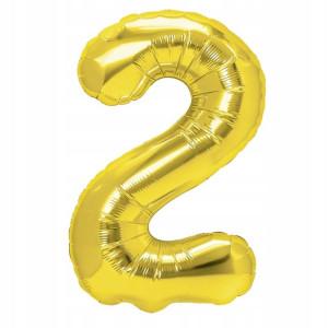 Balon Foliowy Cyfra DWA 2 Złoty 70 cm
