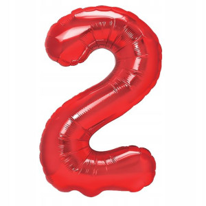 Balon Foliowy Cyfra Dwa 2 Czerwony 40 cm