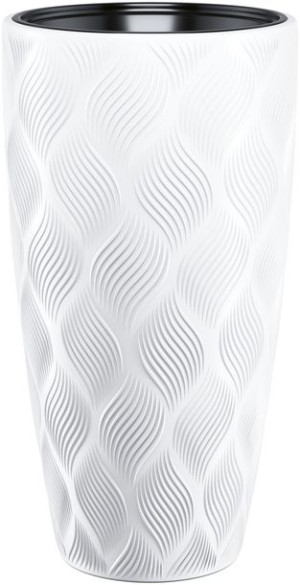 Piękna odporna Donica+wkład Flow Slim 30 biała h48