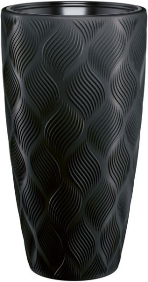 Piękna odporna Donica+wkład Flow Slim 30 czarna h48