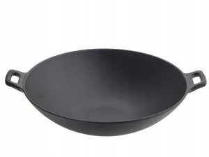 Wok Patelnia Żeliwna 30,5 Cm Odlew Żeliwo