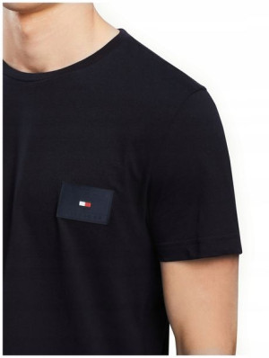 T-shirt męski czarny z logo TOMMY HILFIGER - M