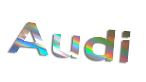 Wycinana naklejka Audi napis holograficzna