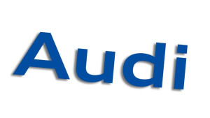 Wycinana naklejka Audi napis niebieska