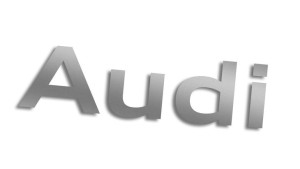 Wycinana naklejka Audi napis srebrna