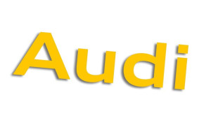 Wycinana naklejka Audi napis żółta