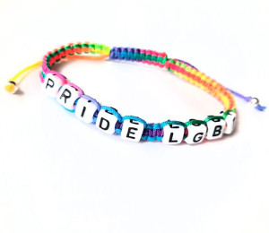 Bransoletka napis PRIDE LGBT tęczowy sznurek