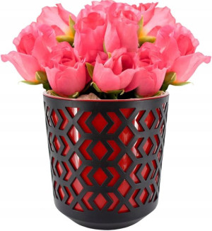 Doniczka Lamela Aztek śr. 19 cm CZARNO - CZERWONA