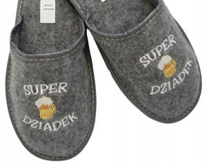Kapcie SUPER DZIADEK pantofle filcowe kufel 45