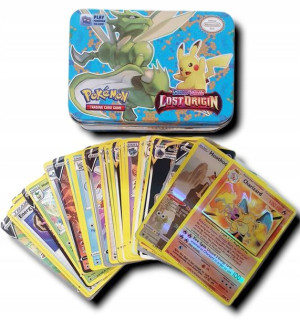 Karty Pokemon Box Puszka Metalowa Zestaw 40 Kart