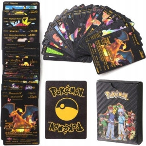 Czarne Karty Pokemon Zestaw 55szt Kolekcjonerskie