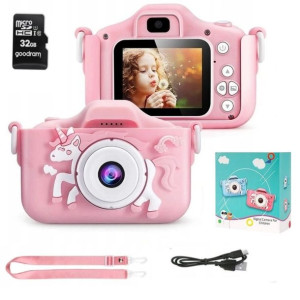 Aparat Cyfrowy Dla Dzieci Jednorożec + Karta 32gb