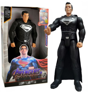 Duża Figurka Superman Czarny Dla Chłopca Z Dzwiękiem 30cm