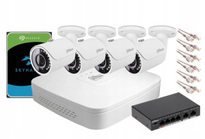 Zestaw Monitoringu Ip 1tb 4 Kamery Tubowe 4mpx