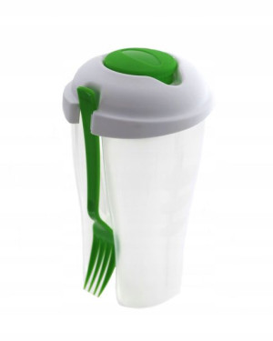 Plastikowy Kubek Do Owoców I Sałatek Z Widelcem