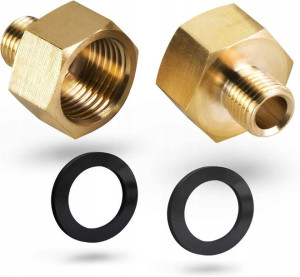 Adapter do butli gazowej 1/2 do 1/4 miedziowy 2x