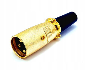 Wtyk XLR 3pin męski prosty na przewód GOLD obejma