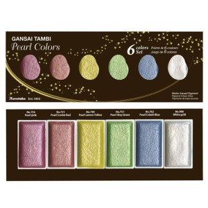 Farby akwarelowe perłowe Kuretake Gansai Tambi Pearl Colors - 6 szt.
