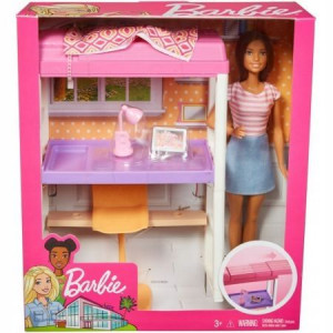 Zestaw Barbie Sypialnia Łóżko Biurko Fxg52 Mattel