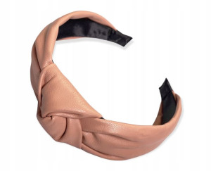 Opaska Do Włosów Turban Skóra Różowa