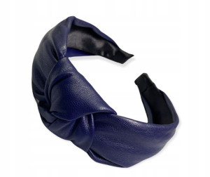 Opaska Do Włosów Turban Skóra Granatowa