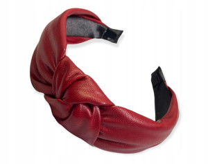 Opaska Do Włosów Turban Skóra Czerwony
